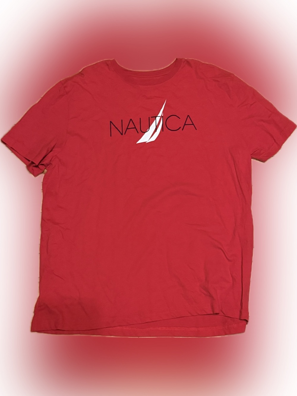 Nautica Red Short-Sleeve Crew Tee with White Sail Logo XL